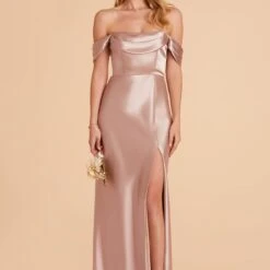Mia Shiny Satin Convertible Dress - Taupe -goodsmile.info shop taupe mia convertible satin bridesmaid dress 05