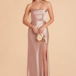Mia Shiny Satin Convertible Dress - Taupe -goodsmile.info shop taupe mia convertible satin bridesmaid dress 09