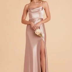 Mia Shiny Satin Convertible Dress - Taupe -goodsmile.info shop taupe mia convertible satin bridesmaid dress 11